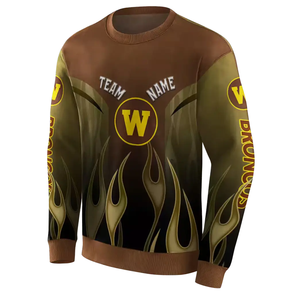 customized western michigan broncos flame design brown hoodie new arrival customized western michigan broncos flame design brown hoodie new arrival