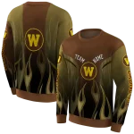 customized western michigan broncos flame design brown hoodie best selling