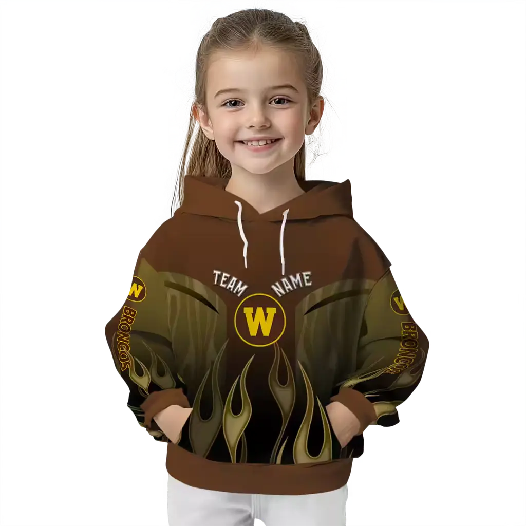 customized western michigan broncos flame design brown hoodie top rated customized western michigan broncos flame design brown hoodie top rated