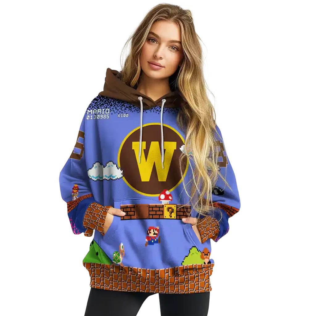 customized western michigan broncos mario blue black hoodie high quality customized western michigan broncos mario blue black hoodie high quality