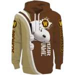 customized western michigan broncos peeking snoopy brown hoodie best selling