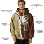 customized western michigan broncos peeking snoopy brown hoodie best selling
