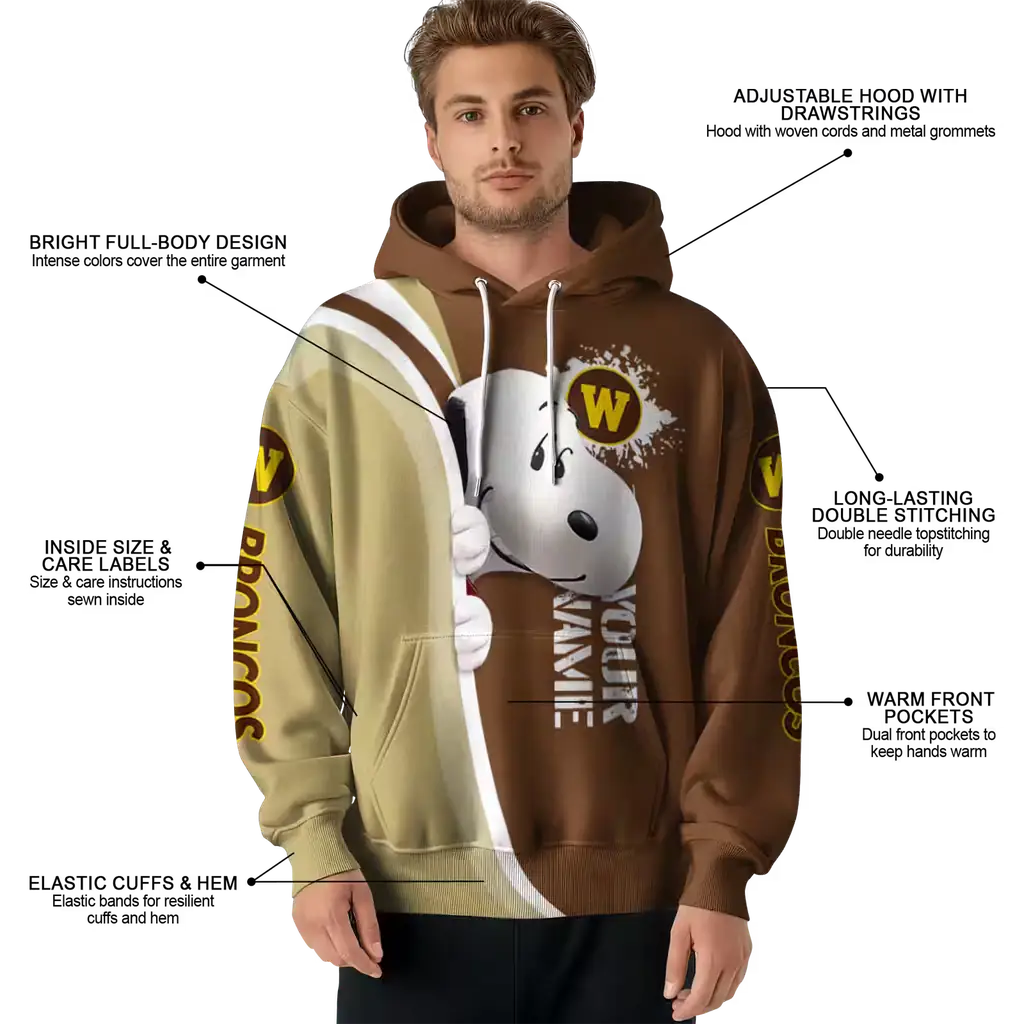 customized western michigan broncos peeking snoopy brown hoodie latest model customized western michigan broncos peeking snoopy brown hoodie latest model