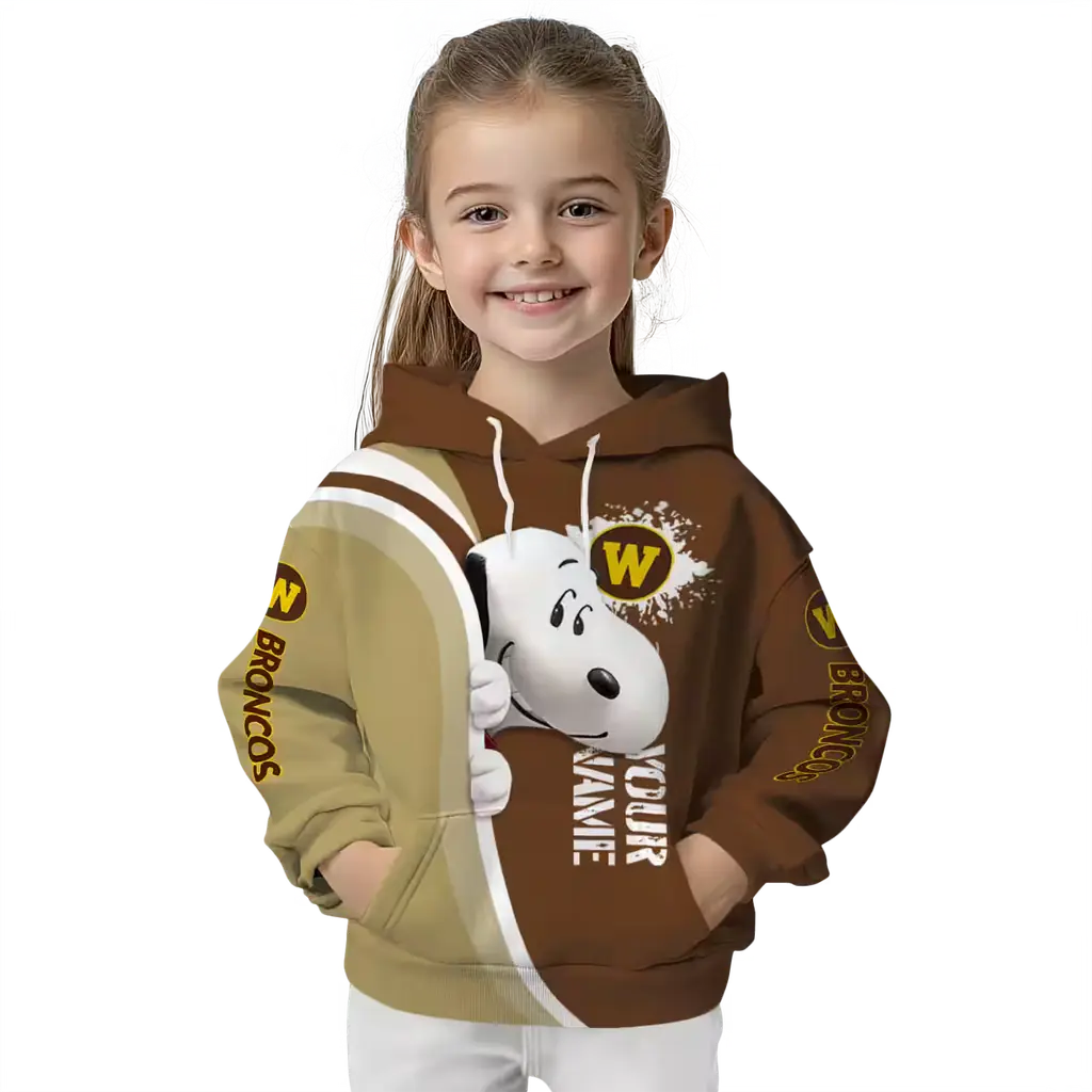 customized western michigan broncos peeking snoopy brown hoodie top rated customized western michigan broncos peeking snoopy brown hoodie top rated