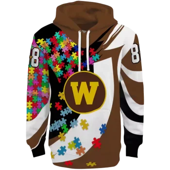 customized western michigan broncos puzzle pieces brown hoodie best selling