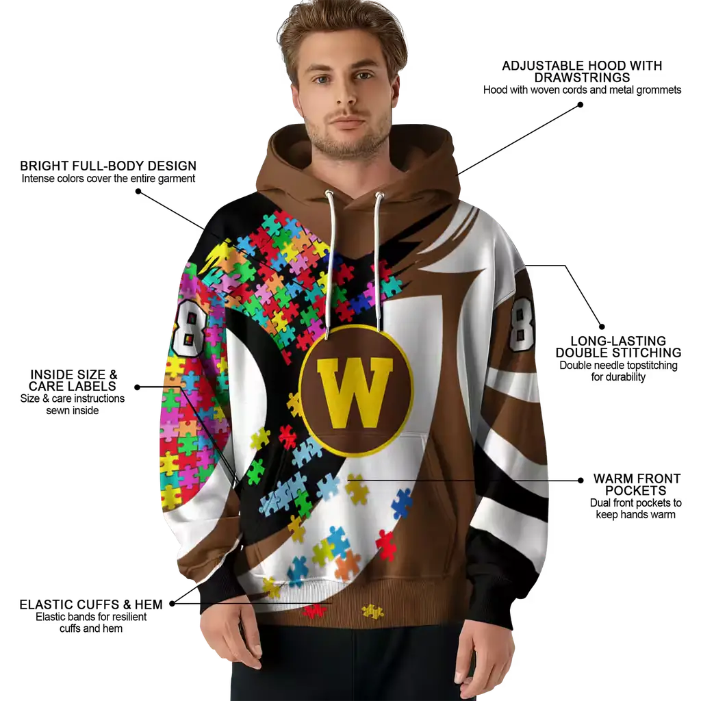 customized western michigan broncos puzzle pieces brown hoodie latest model customized western michigan broncos puzzle pieces brown hoodie latest model