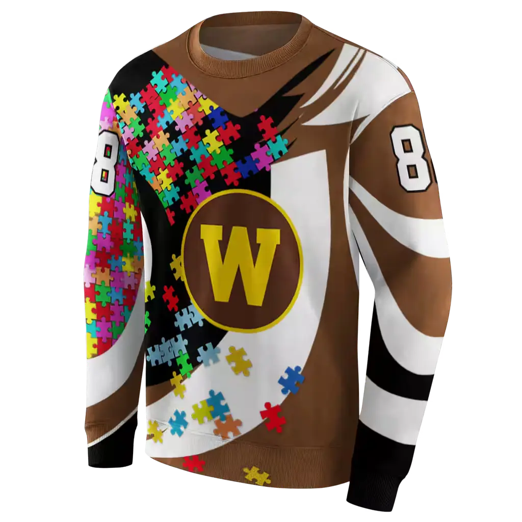 customized western michigan broncos puzzle pieces brown hoodie new arrival customized western michigan broncos puzzle pieces brown hoodie new arrival