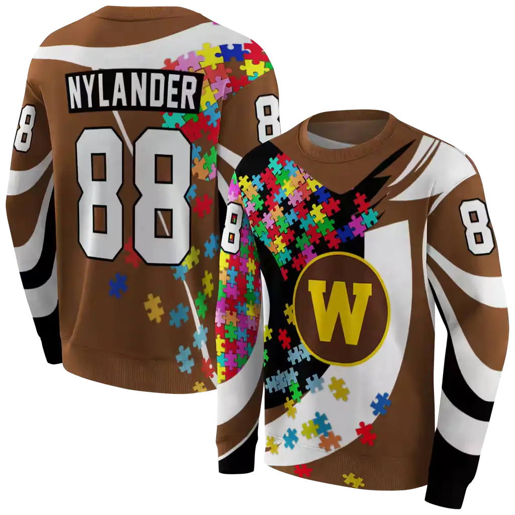 customized western michigan broncos puzzle pieces brown hoodie premium grade customized western michigan broncos puzzle pieces brown hoodie premium grade