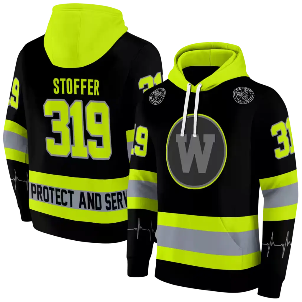 customized western michigan broncos safety motif black neon green hoodie fashion forward customized western michigan broncos safety motif black neon green hoodie fashion forward