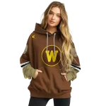 customized western michigan broncos striped sleeves brown hoodie best selling