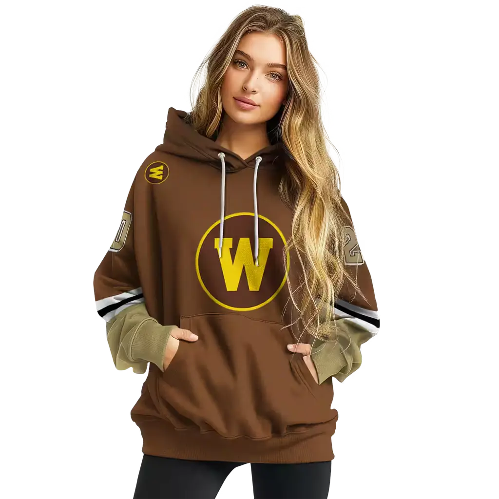 customized western michigan broncos striped sleeves brown hoodie high quality customized western michigan broncos striped sleeves brown hoodie high quality