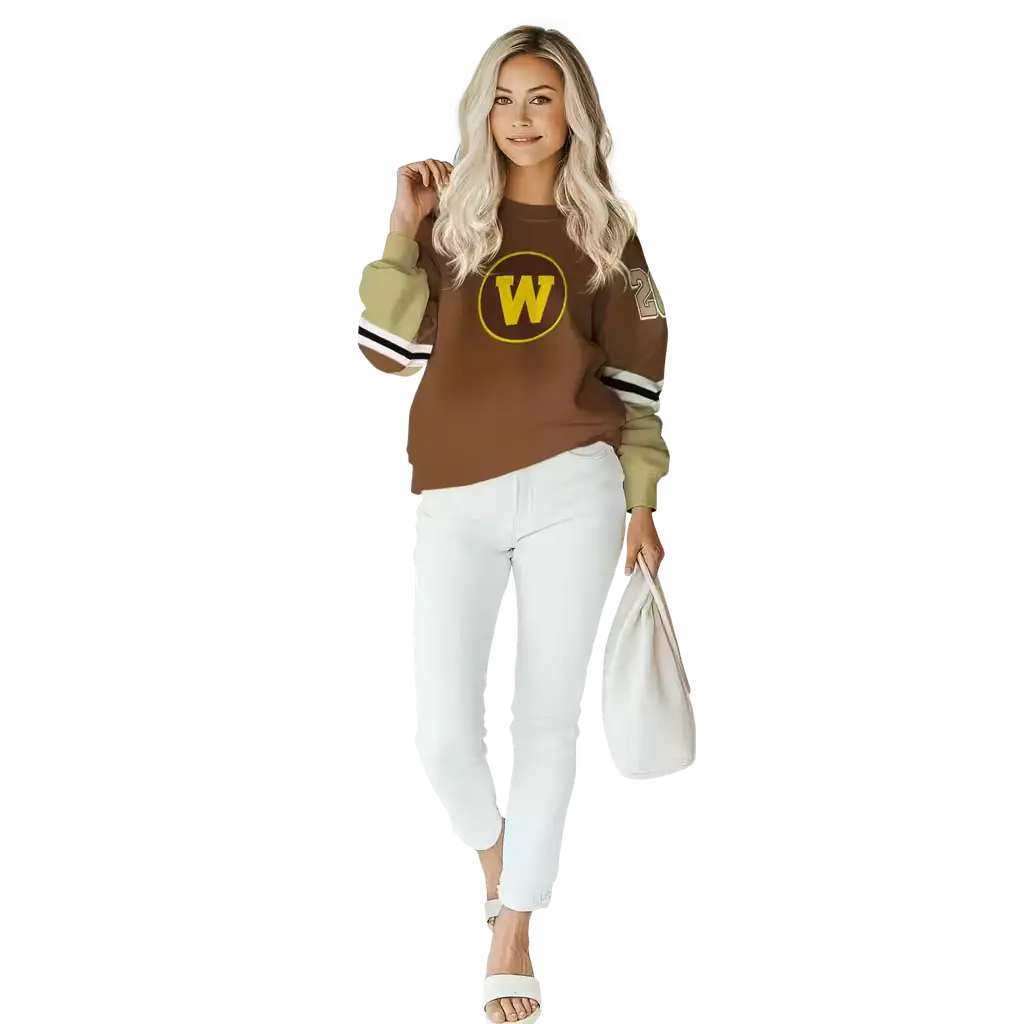 customized western michigan broncos striped sleeves brown hoodie trendy customized western michigan broncos striped sleeves brown hoodie trendy