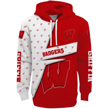customized wisconsin badgers abstract shape red hoodie best selling
