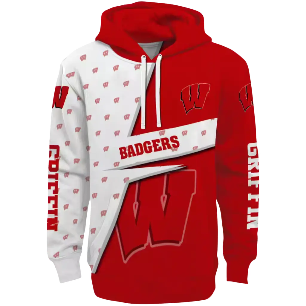 customized wisconsin badgers abstract shape red hoodie best selling customized wisconsin badgers abstract shape red hoodie best selling
