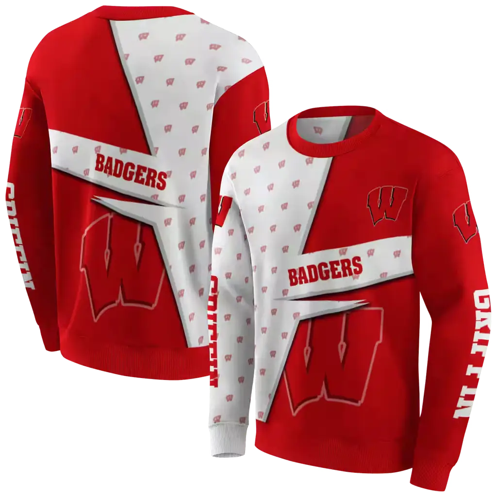 customized wisconsin badgers abstract shape red hoodie premium grade customized wisconsin badgers abstract shape red hoodie premium grade