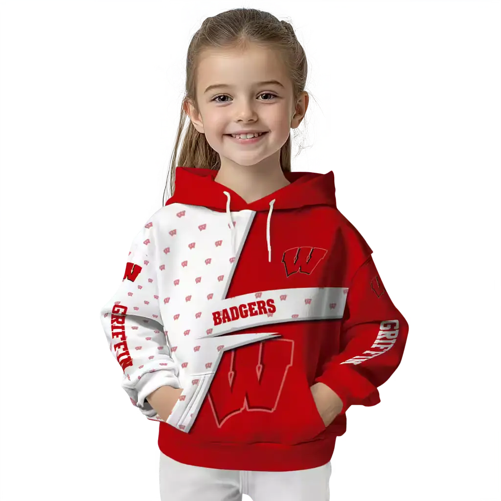 customized wisconsin badgers abstract shape red hoodie top rated customized wisconsin badgers abstract shape red hoodie top rated