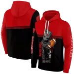 customized wisconsin badgers baby groot red black hoodie best selling