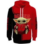customized wisconsin badgers baby yoda red black hoodie best selling