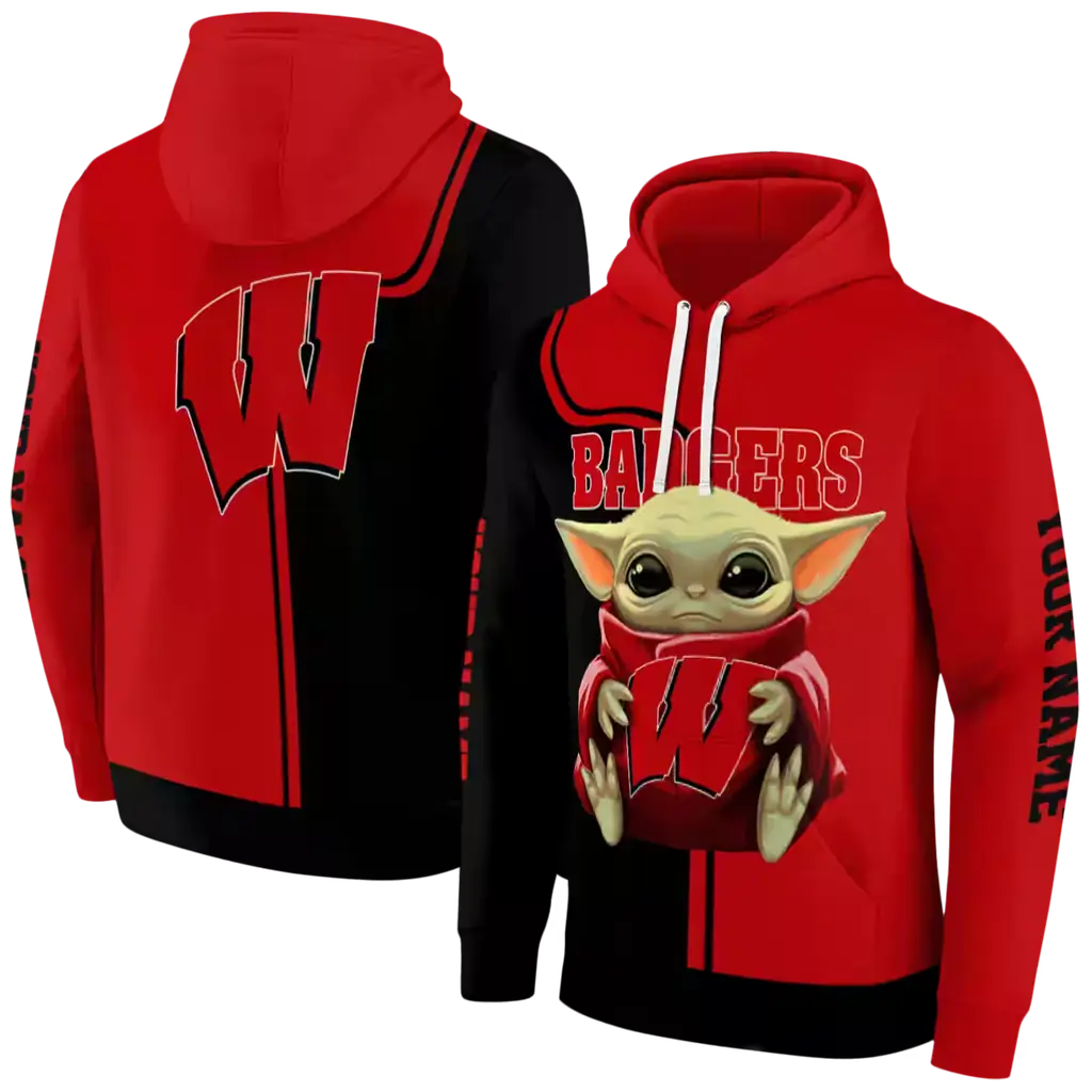 customized wisconsin badgers baby yoda red black hoodie fashion forward customized wisconsin badgers baby yoda red black hoodie fashion forward
