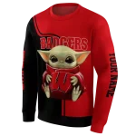 customized wisconsin badgers baby yoda red black hoodie best selling