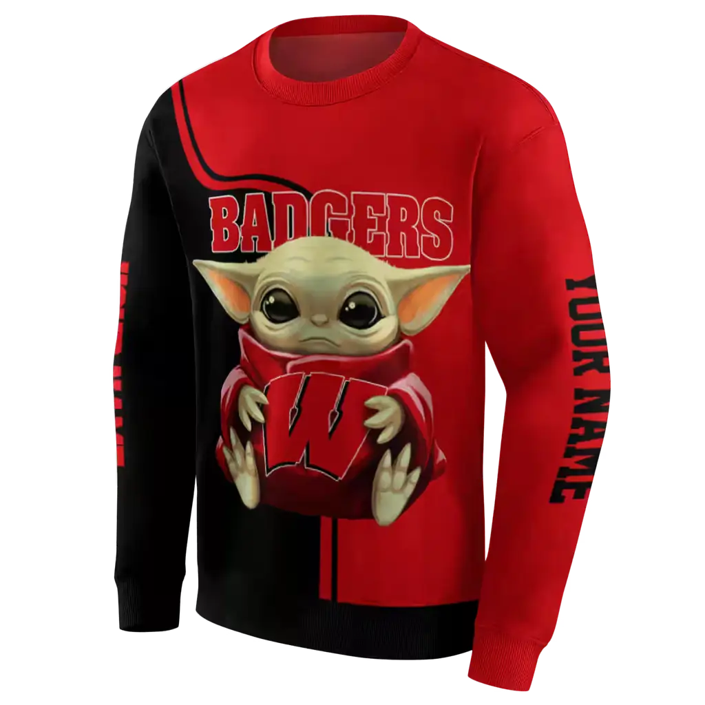customized wisconsin badgers baby yoda red black hoodie new arrival customized wisconsin badgers baby yoda red black hoodie new arrival