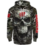 customized wisconsin badgers camo skull hoodie best selling