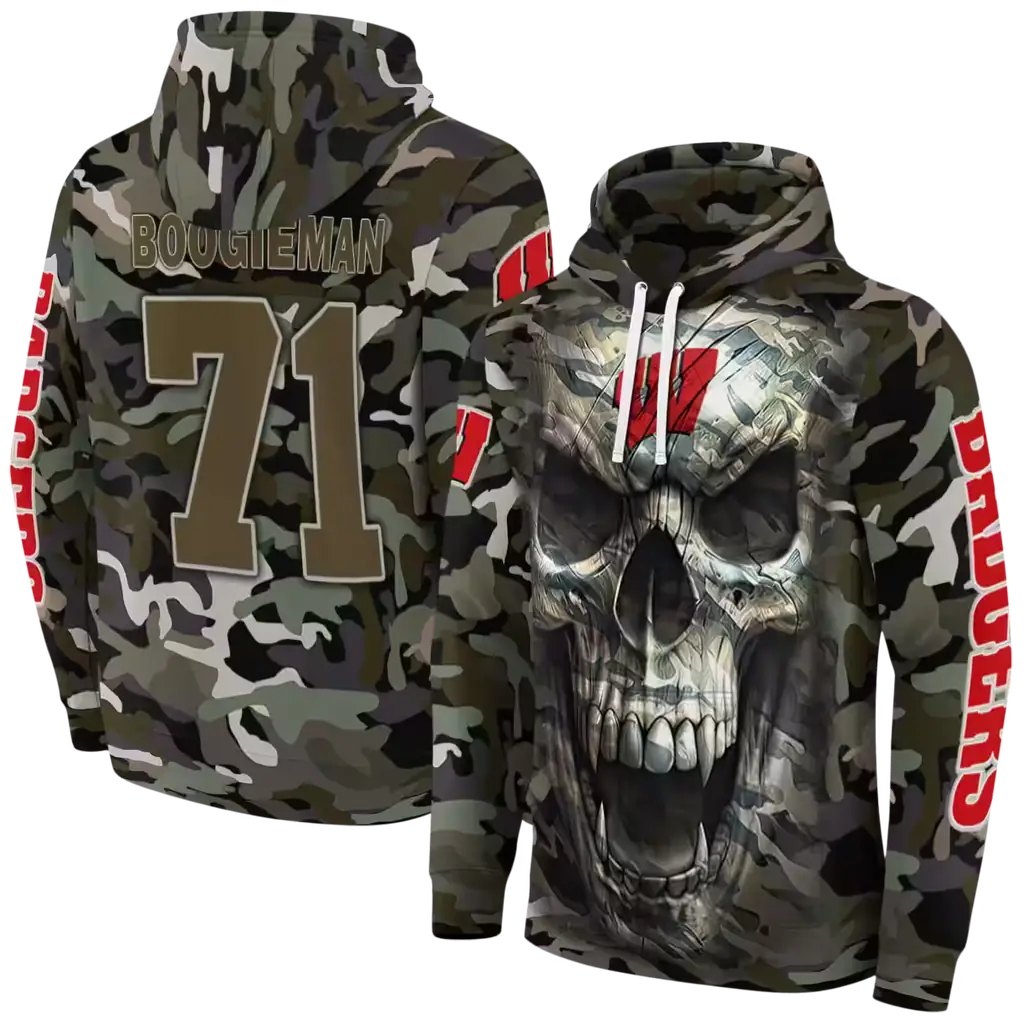 customized wisconsin badgers camo skull hoodie fashion forward customized wisconsin badgers camo skull hoodie fashion forward