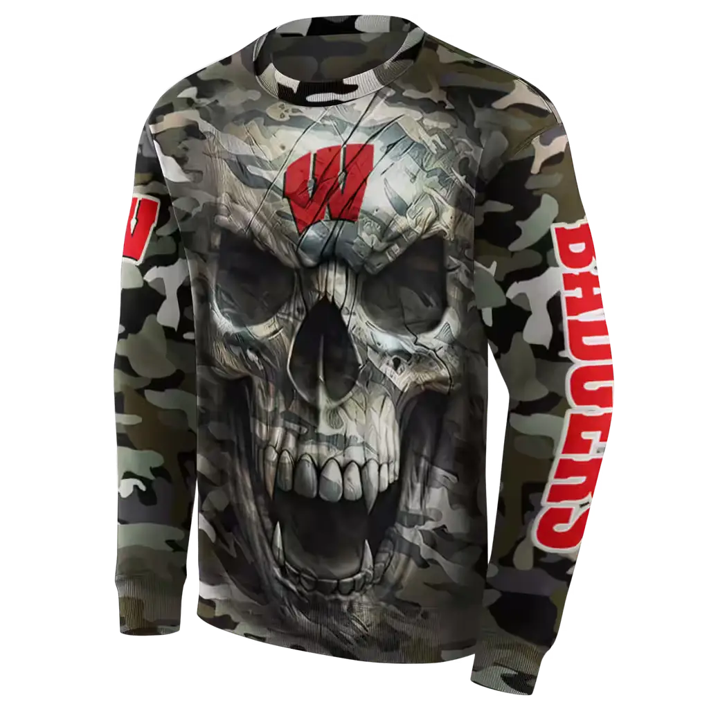 customized wisconsin badgers camo skull hoodie new arrival customized wisconsin badgers camo skull hoodie new arrival