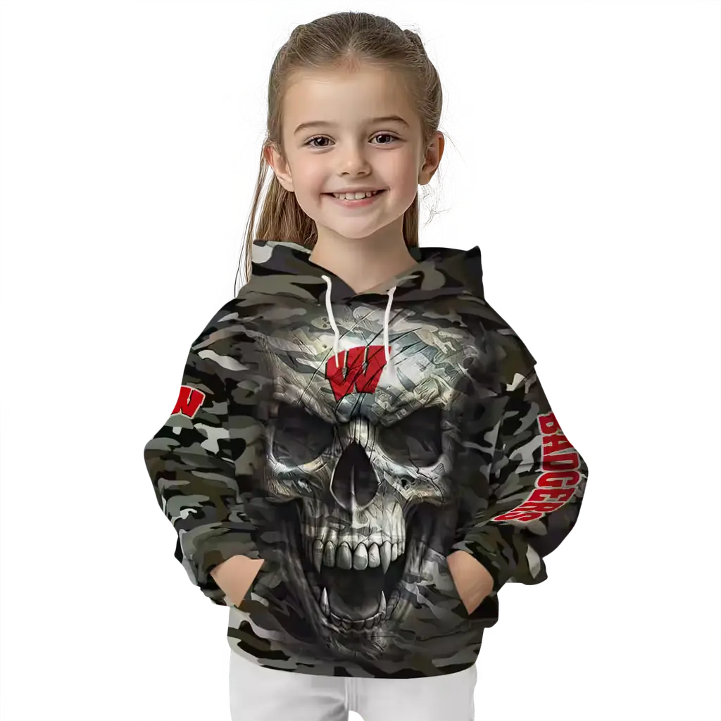 customized wisconsin badgers camo skull hoodie top rated customized wisconsin badgers camo skull hoodie top rated