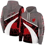 customized wisconsin badgers hexagonal mesh red black gray hoodie best selling