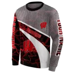 customized wisconsin badgers hexagonal mesh red black gray hoodie best selling