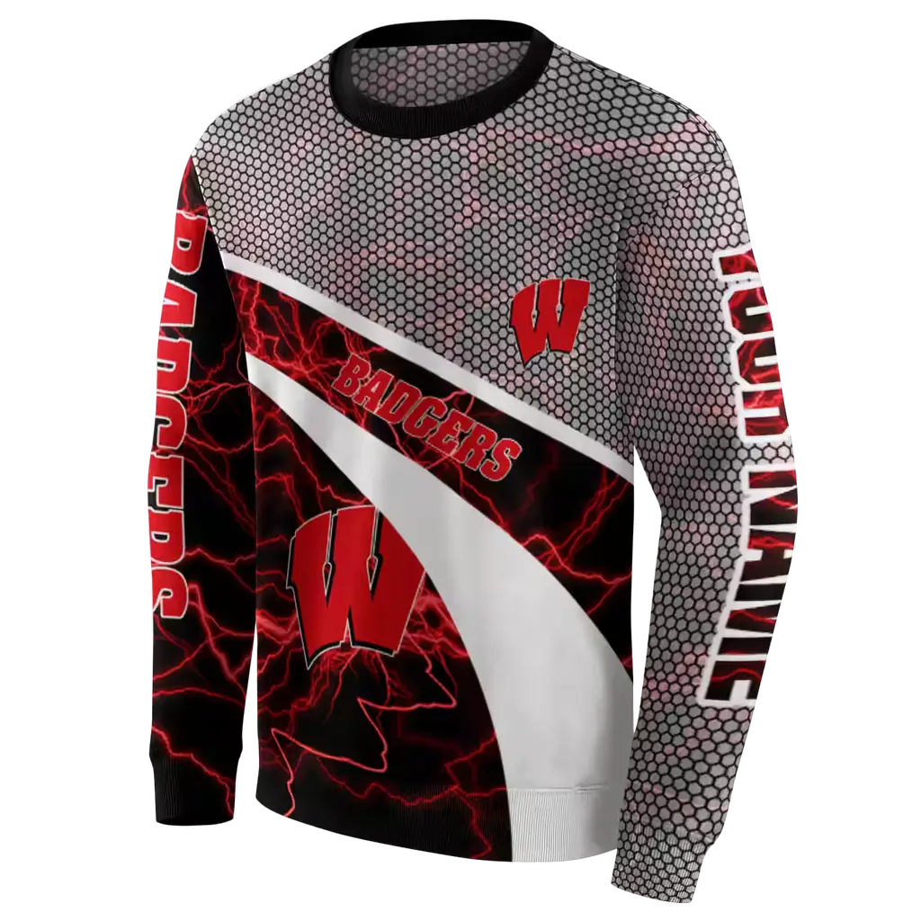 customized wisconsin badgers hexagonal mesh red black gray hoodie new arrival customized wisconsin badgers hexagonal mesh red black gray hoodie new arrival