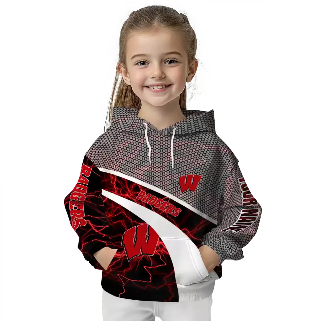 customized wisconsin badgers hexagonal mesh red black gray hoodie top rated customized wisconsin badgers hexagonal mesh red black gray hoodie top rated