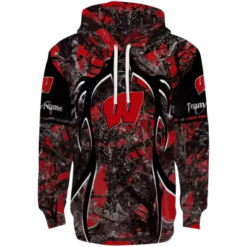 customized wisconsin badgers hunting theme red black hoodie best selling