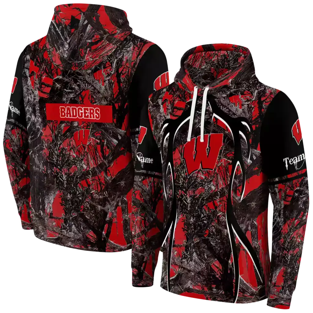 customized wisconsin badgers hunting theme red black hoodie fashion forward customized wisconsin badgers hunting theme red black hoodie fashion forward