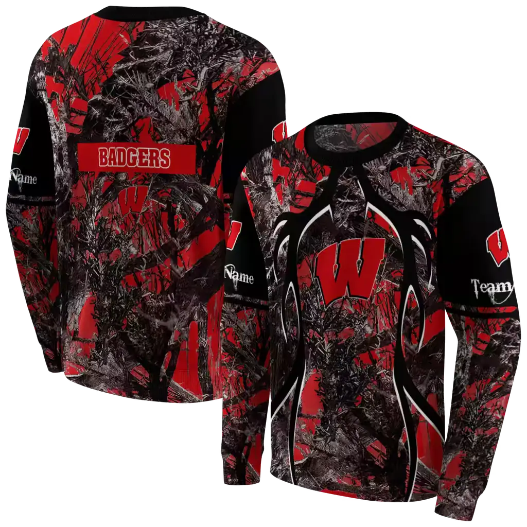 customized wisconsin badgers hunting theme red black hoodie premium grade customized wisconsin badgers hunting theme red black hoodie premium grade