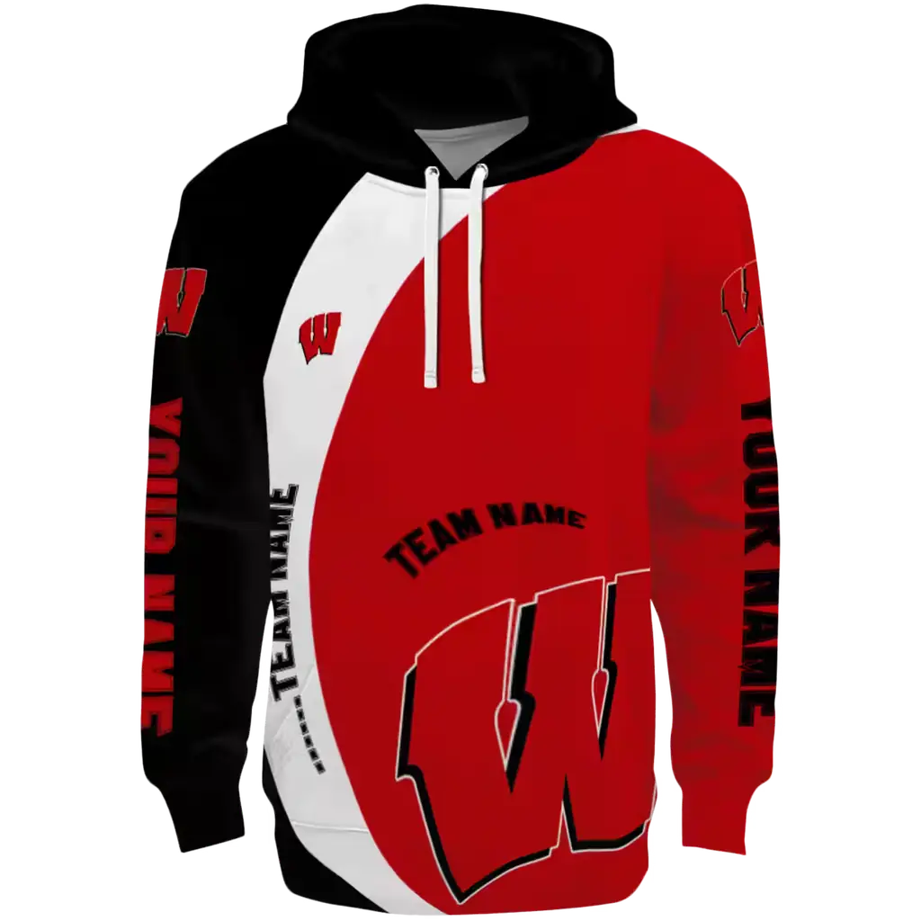 customized wisconsin badgers minimalist design red black hoodie best selling customized wisconsin badgers minimalist design red black hoodie best selling