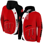 customized wisconsin badgers minimalist design red black hoodie best selling
