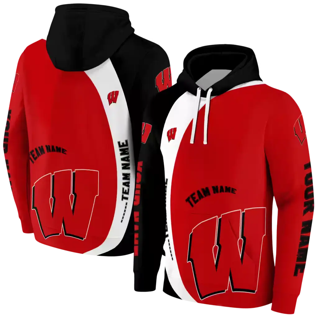 customized wisconsin badgers minimalist design red black hoodie fashion forward customized wisconsin badgers minimalist design red black hoodie fashion forward