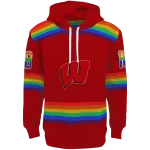 customized wisconsin badgers rainbow stripes red hoodie best selling