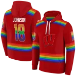 customized wisconsin badgers rainbow stripes red hoodie best selling