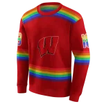 customized wisconsin badgers rainbow stripes red hoodie best selling