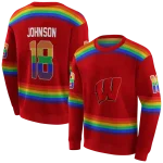 customized wisconsin badgers rainbow stripes red hoodie best selling