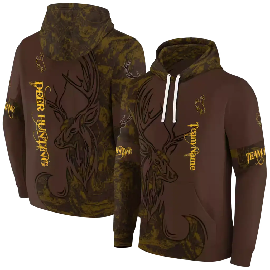 customized wyoming cowboys deer silhouette brown hoodie fashion forward customized wyoming cowboys deer silhouette brown hoodie fashion forward