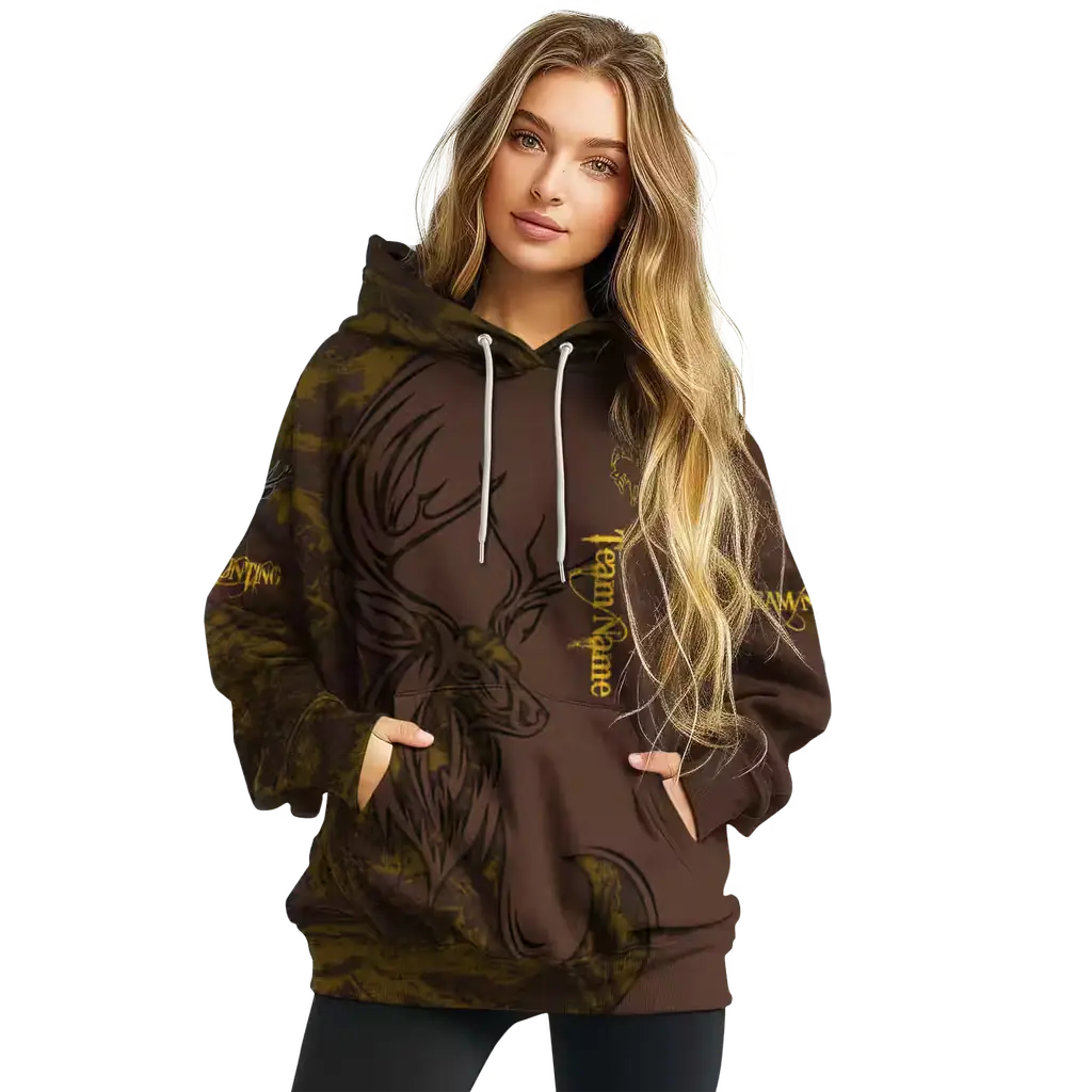 customized wyoming cowboys deer silhouette brown hoodie high quality customized wyoming cowboys deer silhouette brown hoodie high quality