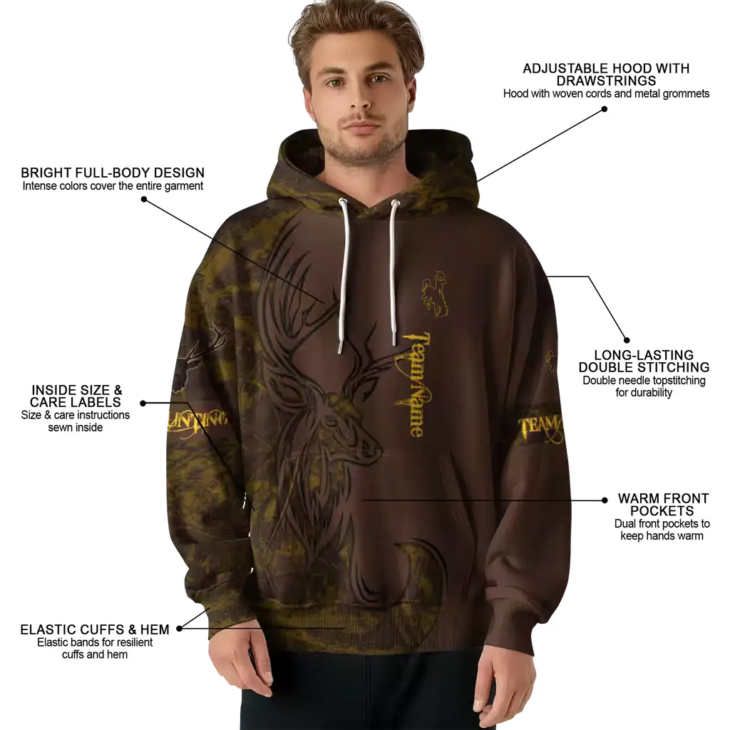 customized wyoming cowboys deer silhouette brown hoodie latest model customized wyoming cowboys deer silhouette brown hoodie latest model