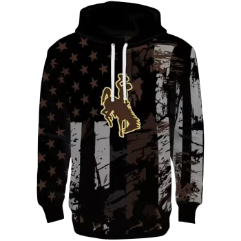 customized wyoming cowboys distressed flag brown black hoodie best selling