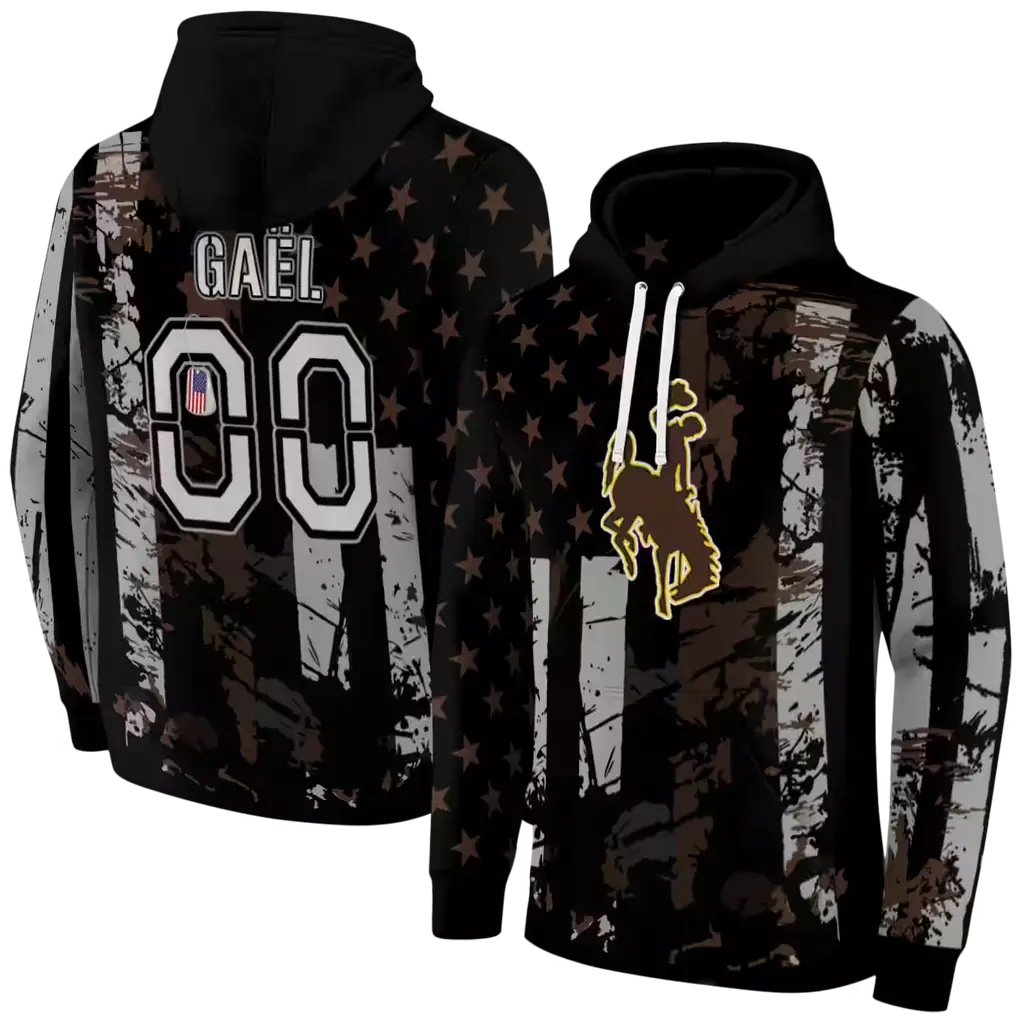 customized wyoming cowboys distressed flag brown black hoodie fashion forward customized wyoming cowboys distressed flag brown black hoodie fashion forward