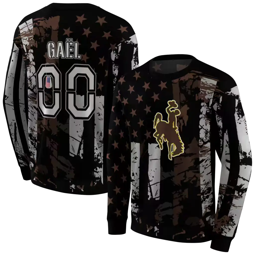 customized wyoming cowboys distressed flag brown black hoodie premium grade customized wyoming cowboys distressed flag brown black hoodie premium grade