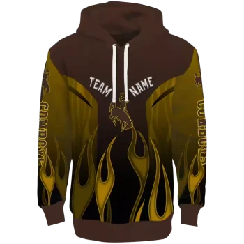 customized wyoming cowboys flame design brown hoodie best selling